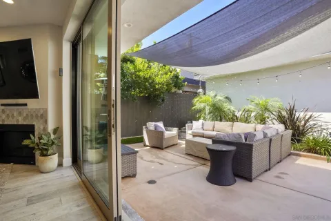 a living room with furniture