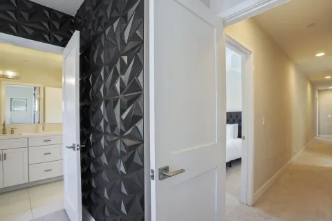 a bathroom with a shower and a toilet