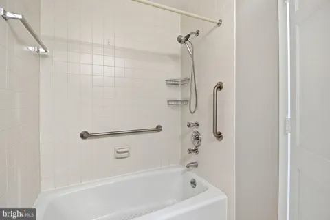 a bathroom with a bathtub