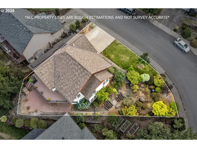an aerial view of a house