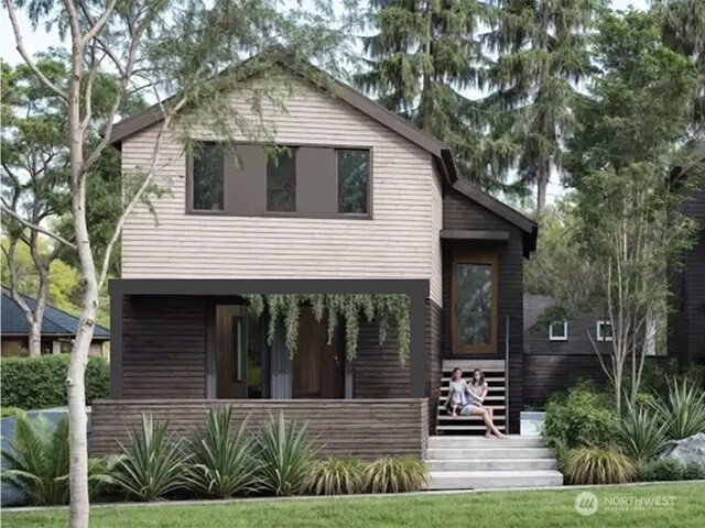 a view of house with backyard outdoor seating and green space
