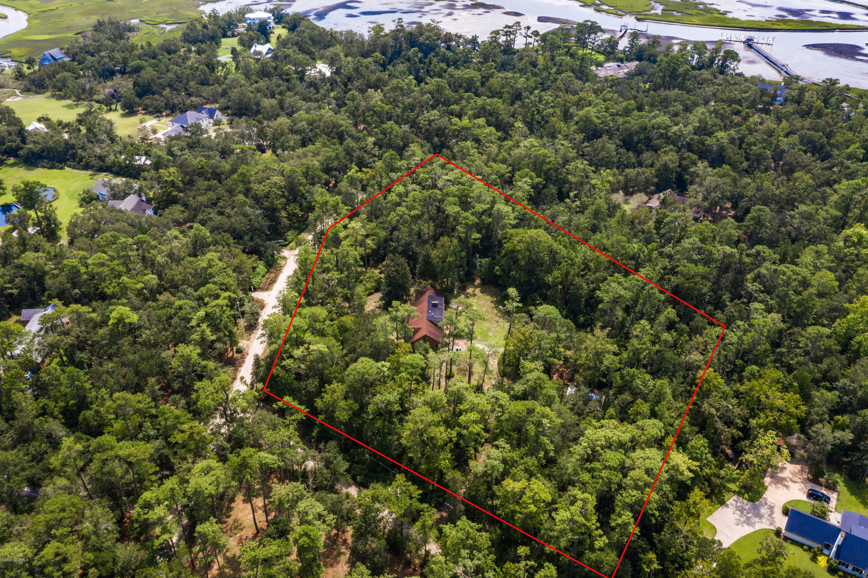 6318 Fox Run Road Wilmington, NC 28409 - Photo 44 of 46 Property with boundary overlay in red.