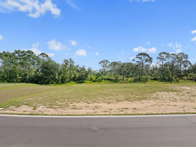 a view of a field with an ocean view