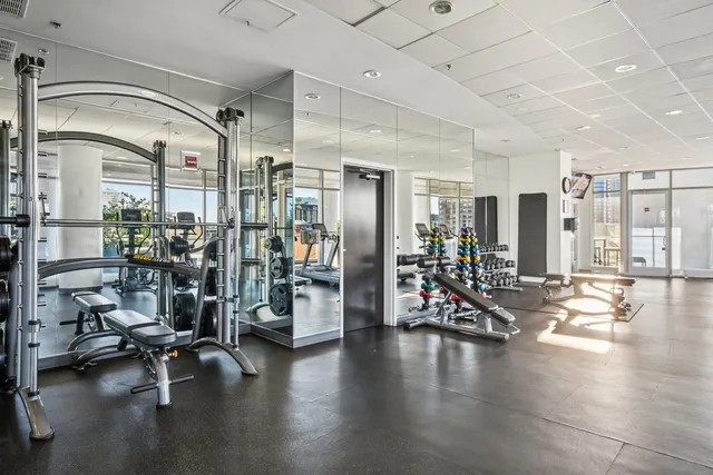 a view of a room with gym equipment