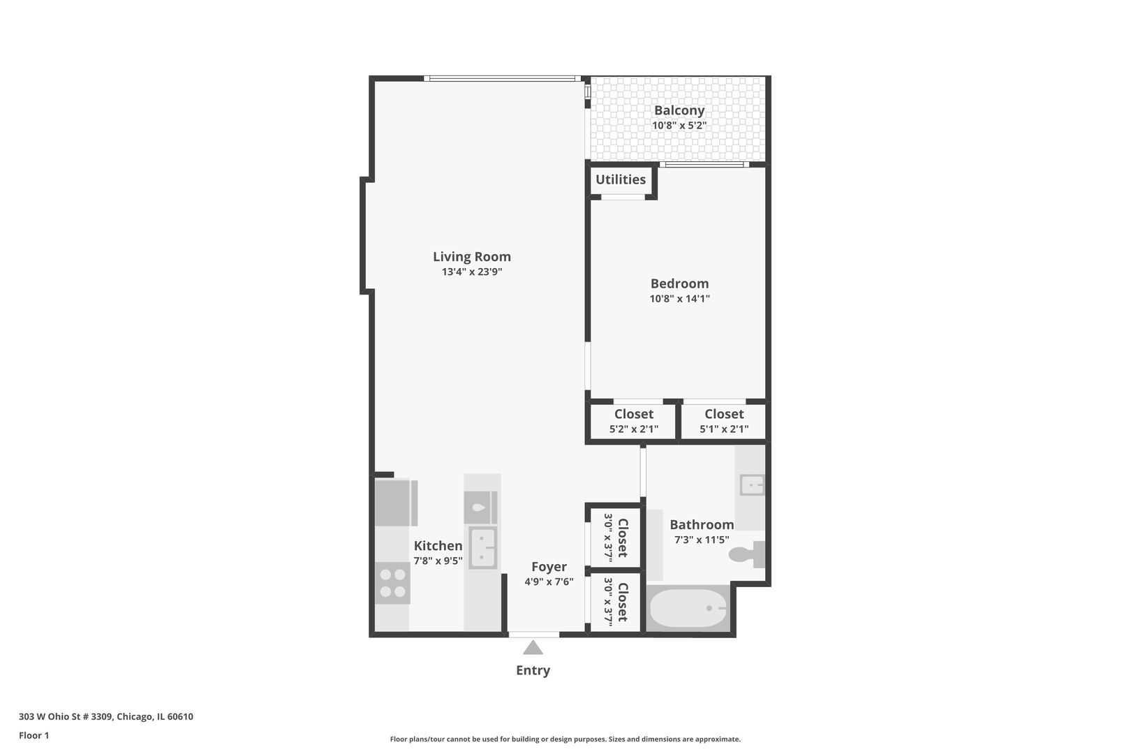 303 West Ohio Street, Unit 3309 Chicago, IL 60654 - Photo 23 of 23 a picture of a floor plan