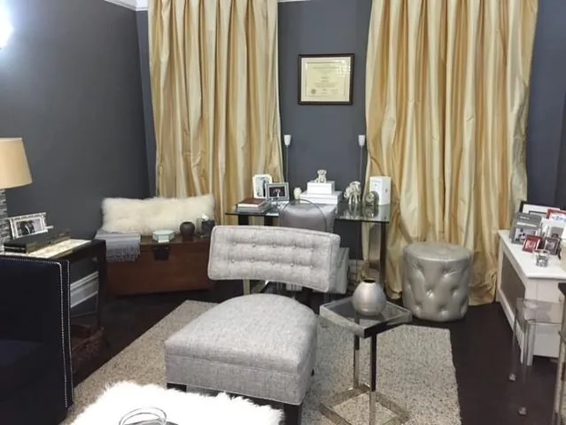 a bedroom with furniture and a bed