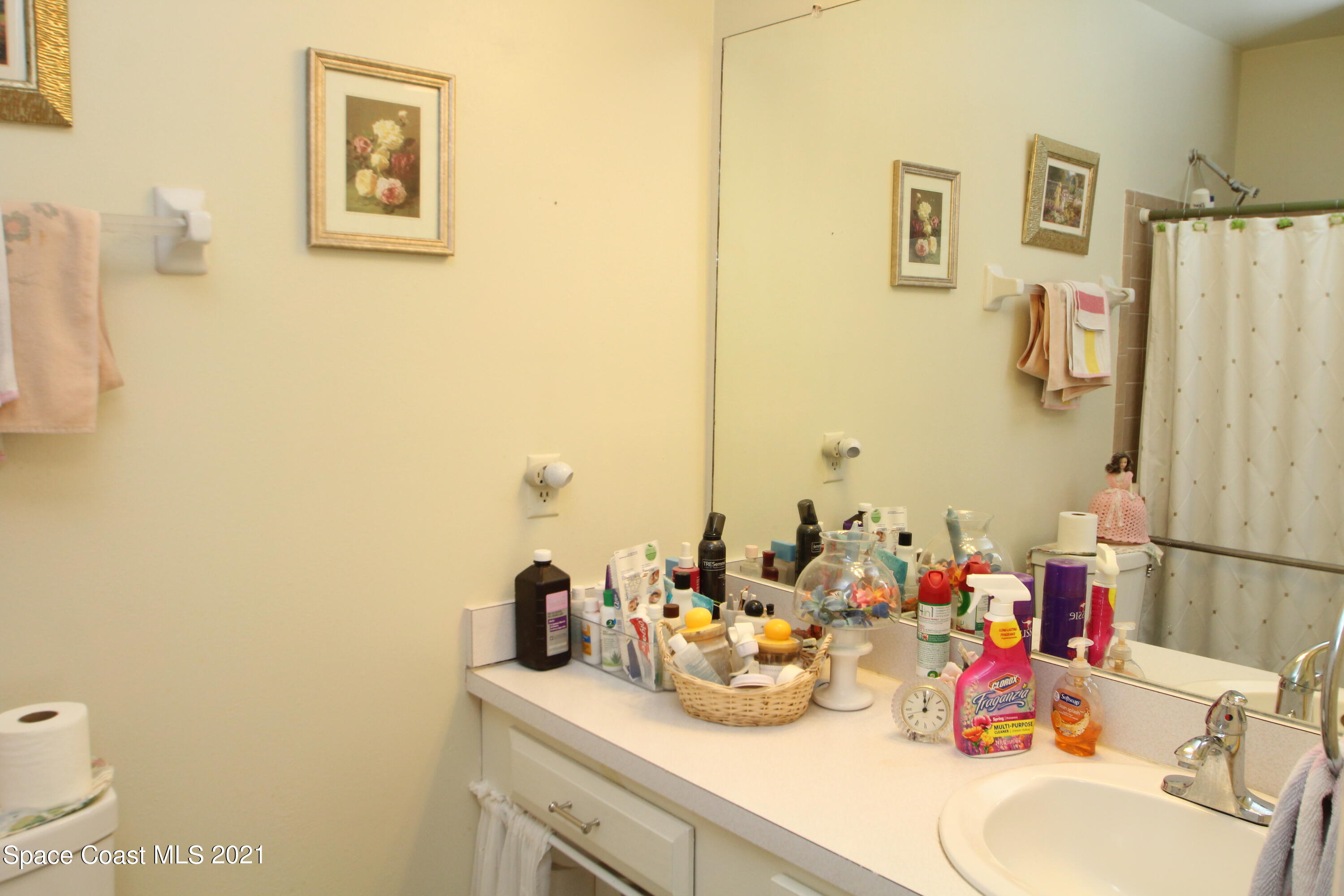 1691 Avery Road Northeast Palm Bay, FL 32905 - Photo 9 of 20 a bathroom with a sink vanity and a mirror