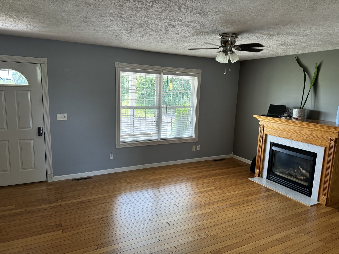 561 County Road 2000 East Secor, IL 61771 - Photo 12 of 37 a view of an empty room with wooden floor fireplace and a window