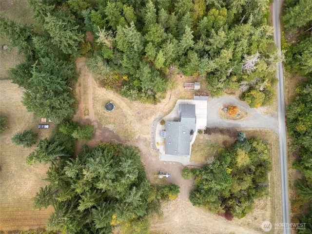 an aerial view of residential house with outdoor space