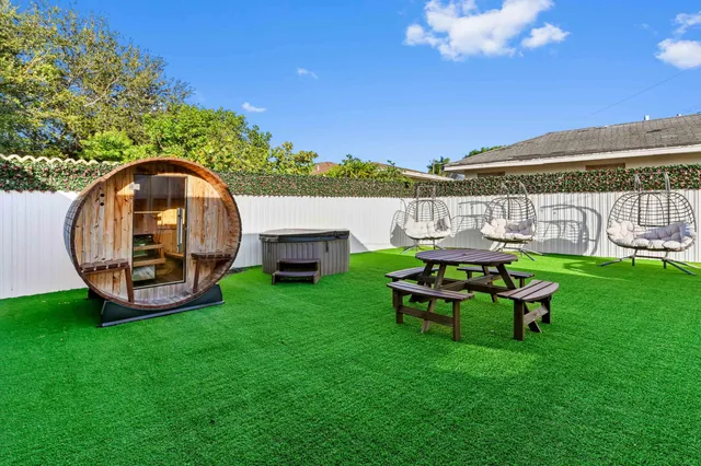 a view of a patio in back yard