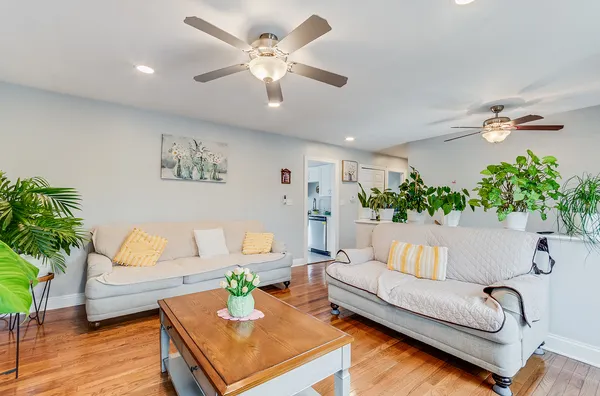 a living room with furniture