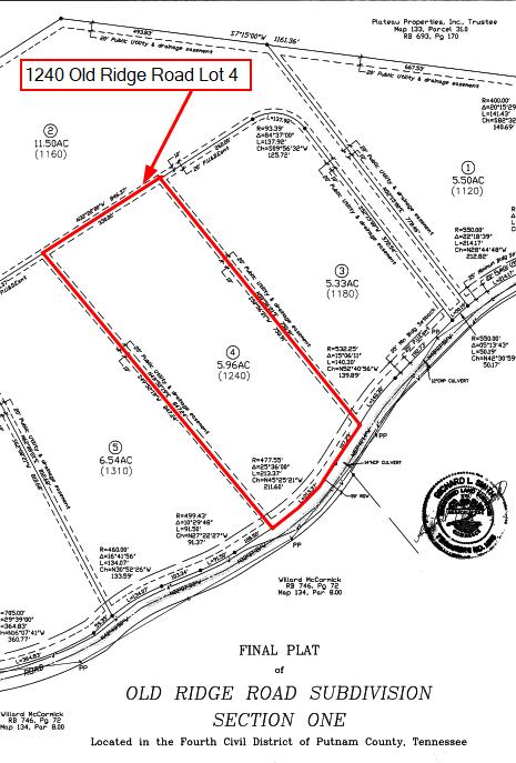 1240 Old Ridge Road Sparta, TN 38583 - Photo 2 of 7 Enlarged area of plat Lot 4