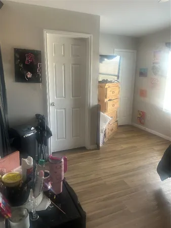 a view of room with mountain view