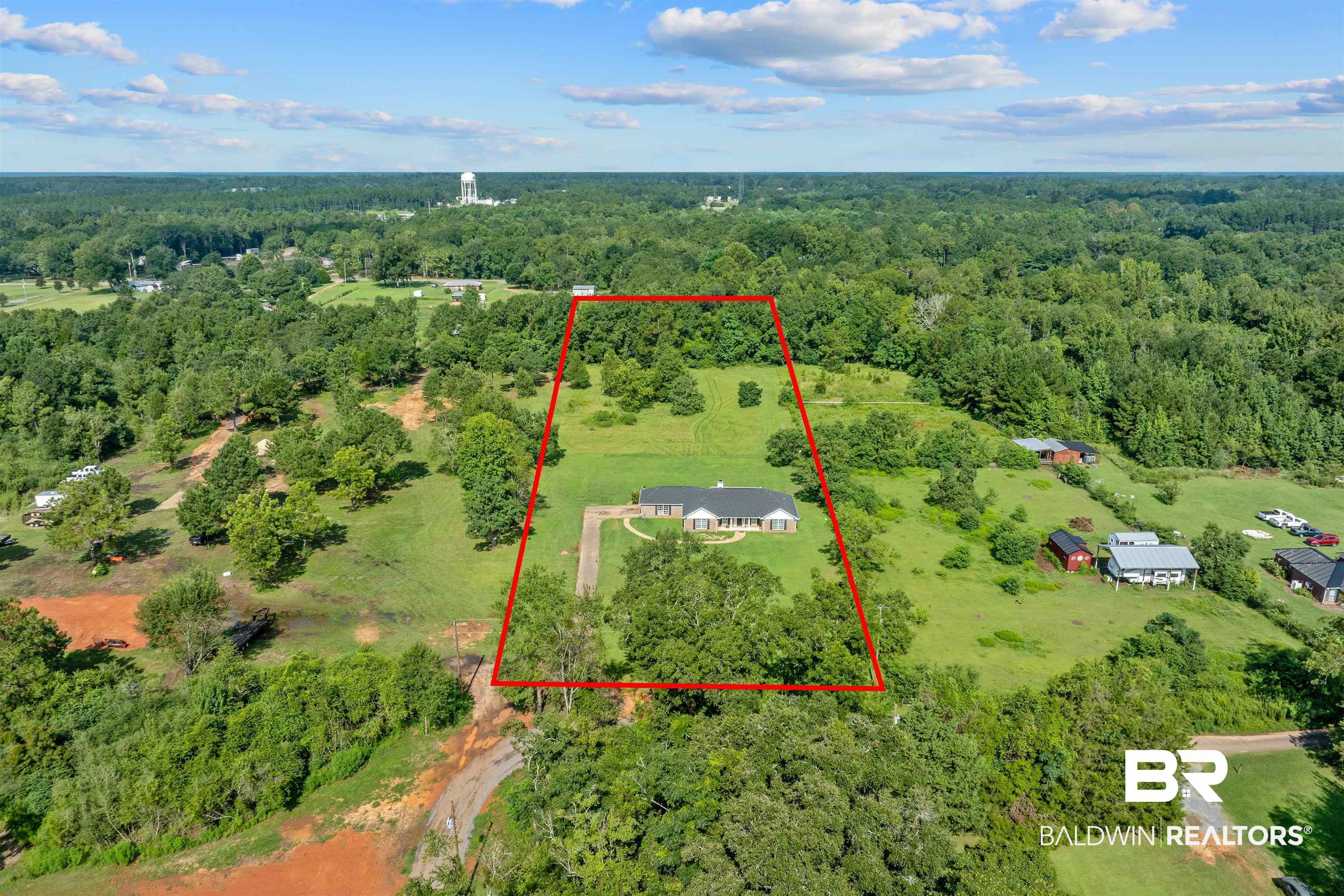 34711 Pond Road Stapleton, AL 36578 - Photo 2 of 38 Aerial view of property's location featuring property parcel outlined