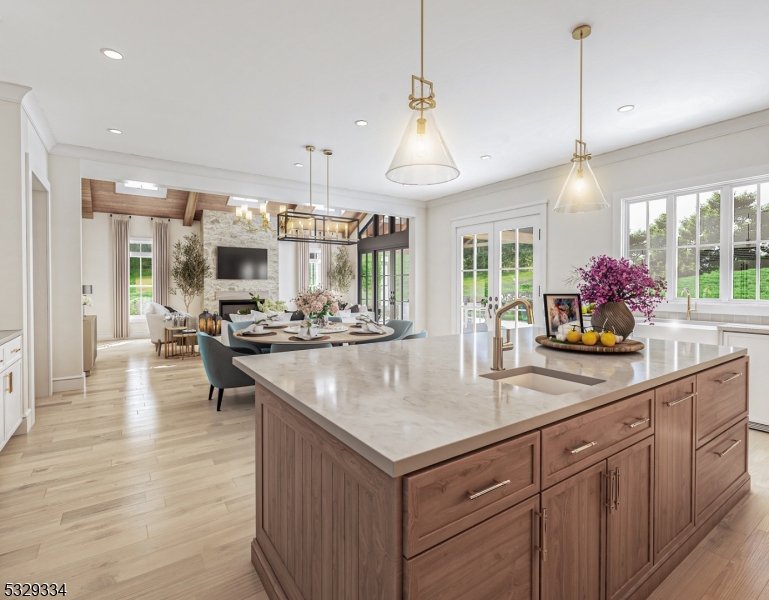 18 Deer Path Short Hills, NJ 07078 - Photo 6 of 14 a kitchen with counter top space and living room view