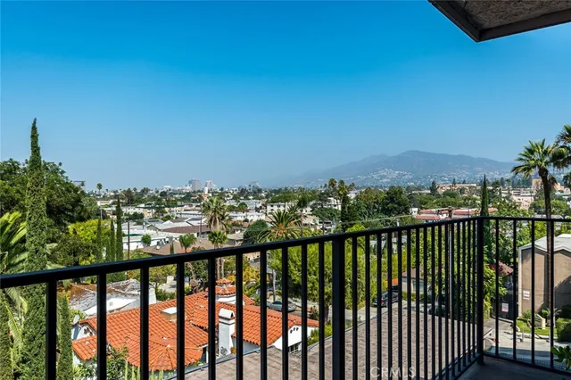 a view of a city from a balcony