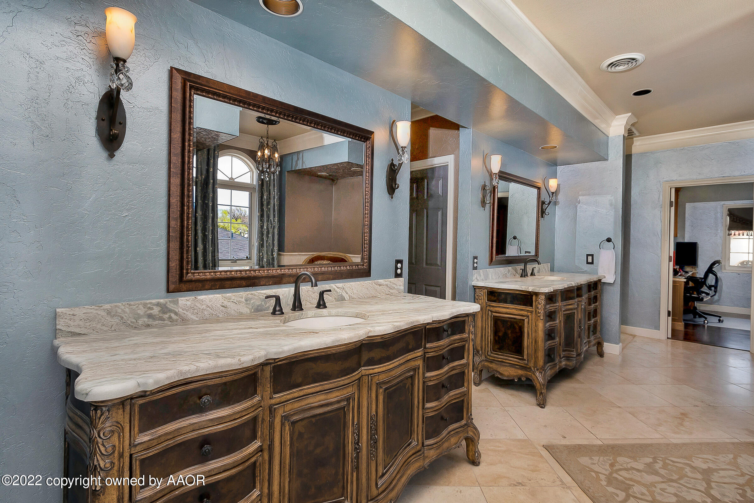 2 Snead Lane Amarillo, TX 79124 - Photo 29 of 76 a spacious bathroom with a granite countertop sink and a mirror