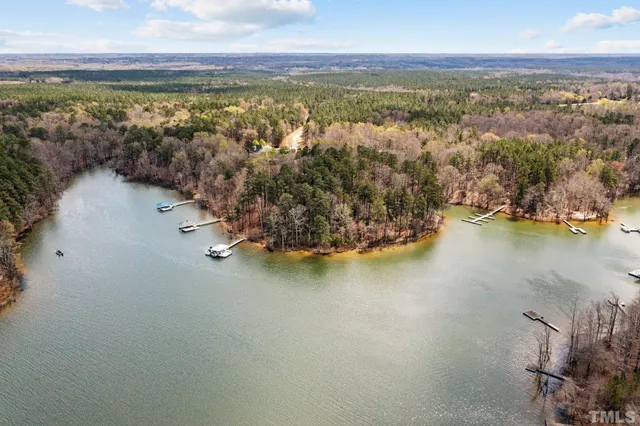 a view of a lake from a yard
