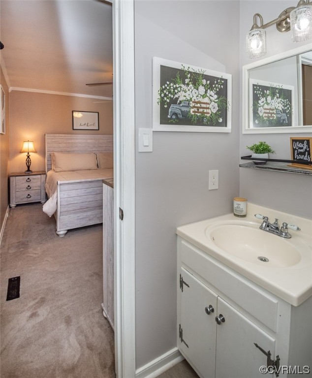 4648 Brookridge Road Chesterfield, VA 23832 - Photo 32 of 50 a bathroom with a sink and a painting on the wall