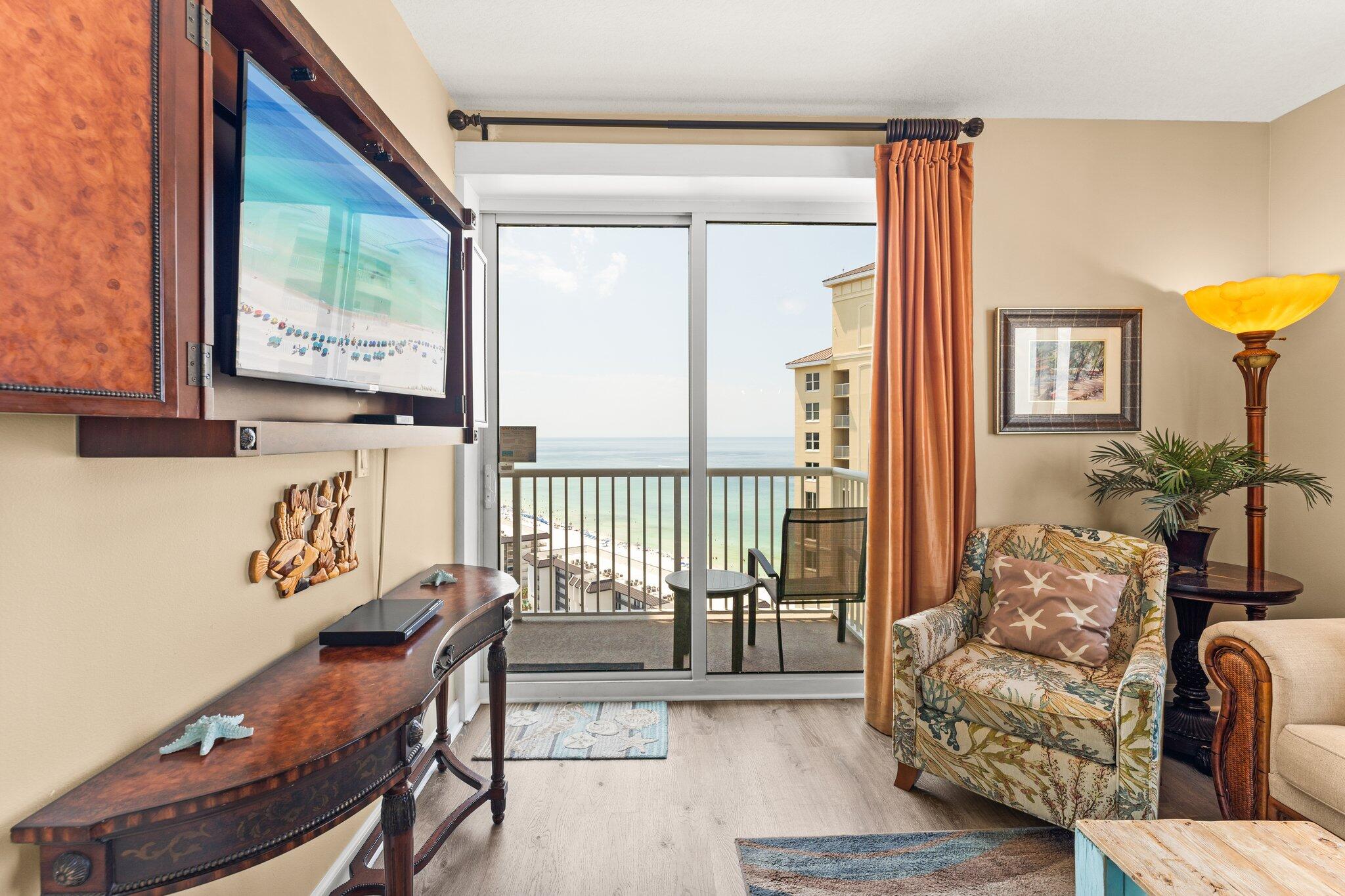 11800 Front Beach Road, Unit 1301 Panama City Beach, FL 32407 - Photo 5 of 41 Living Room Balcony