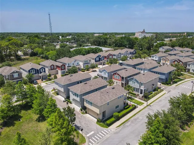 an aerial view of a city