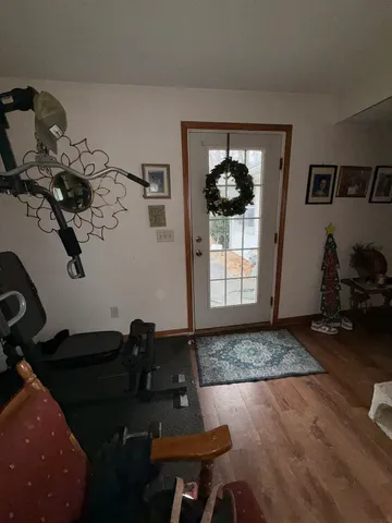 a view of a fireplace in a room