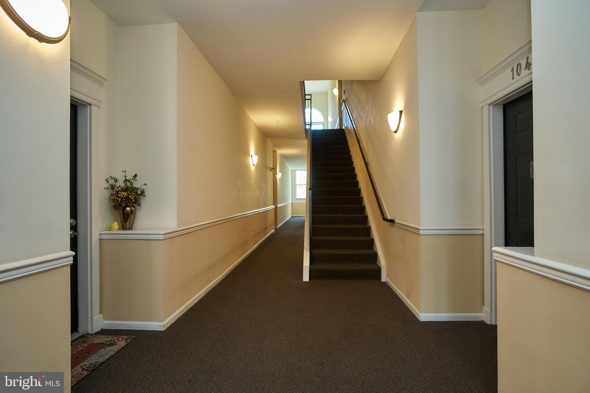 1520 North Point Drive, Unit 303 Reston, VA 20194 - Photo 23 of 29 Carpeted entry hall and stairs has 24-hr lighting.