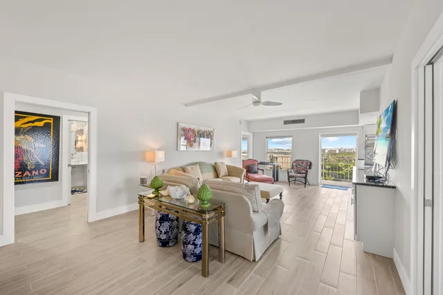 a view of a balcony with city view