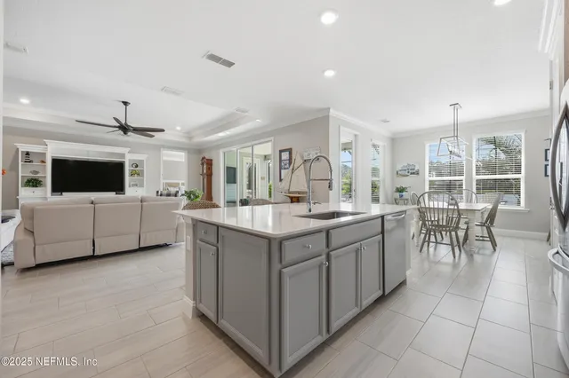 a kitchen with lots of counter top space