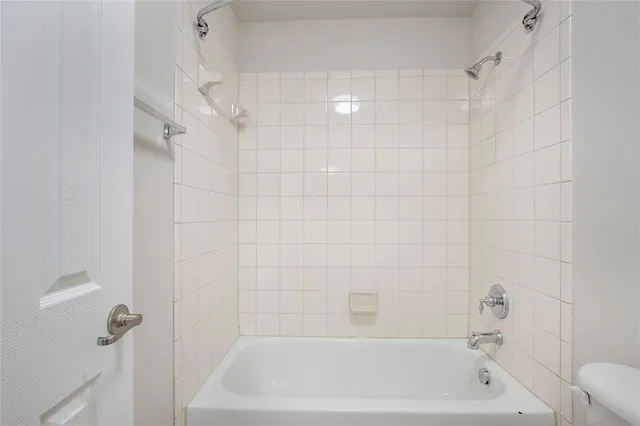 a bathroom with a bathtub