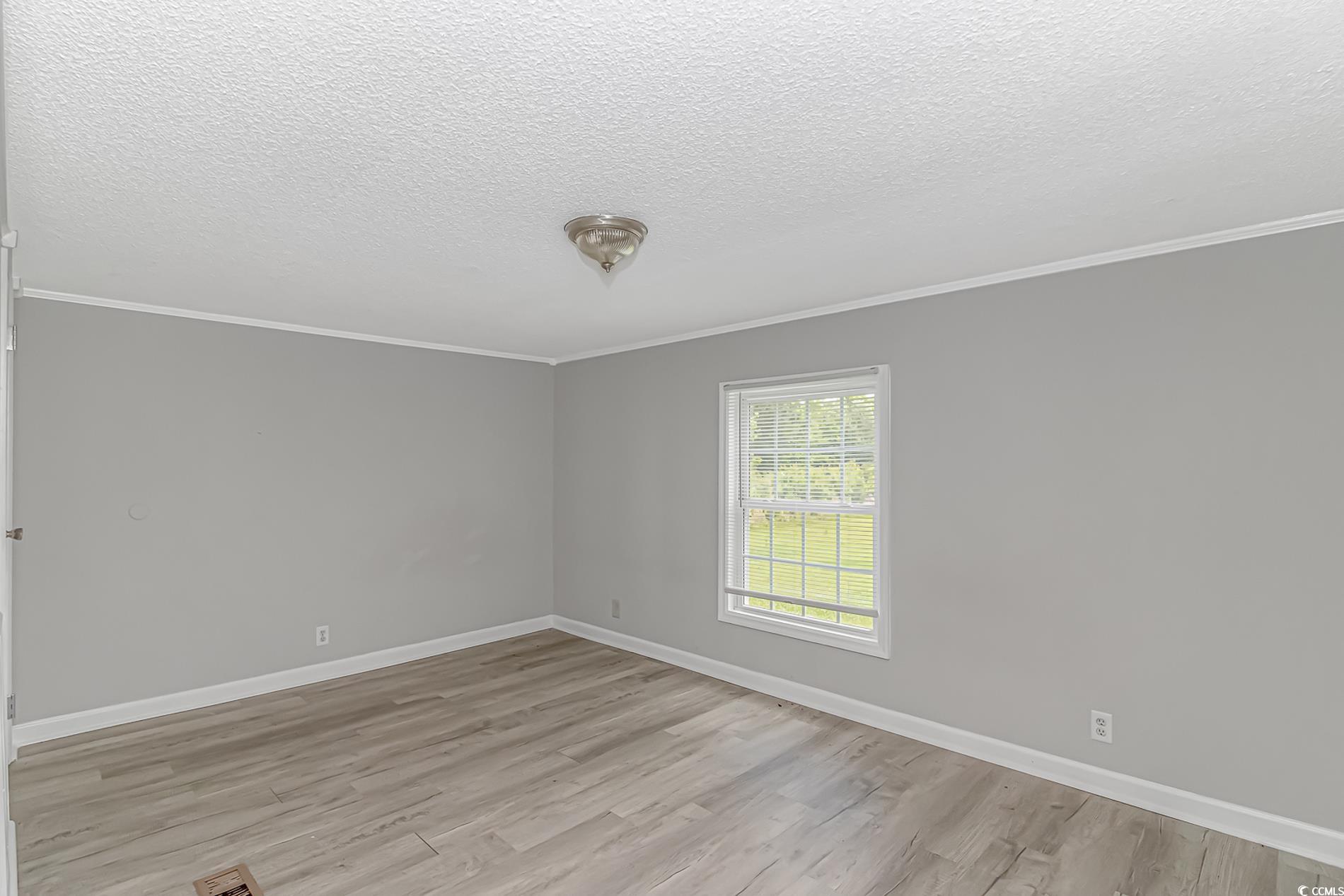 2829 Highway 129 Galivants Ferry, SC 29544 - Photo 33 of 40 Empty room featuring light wood-style floors, crown molding, and a textured ceiling