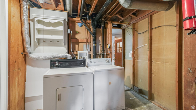 359 East 8400th Street South Sandy, UT 84070 - Photo 21 of 35 Laundry room featuring unfinished concrete floors and independent washer and dryer