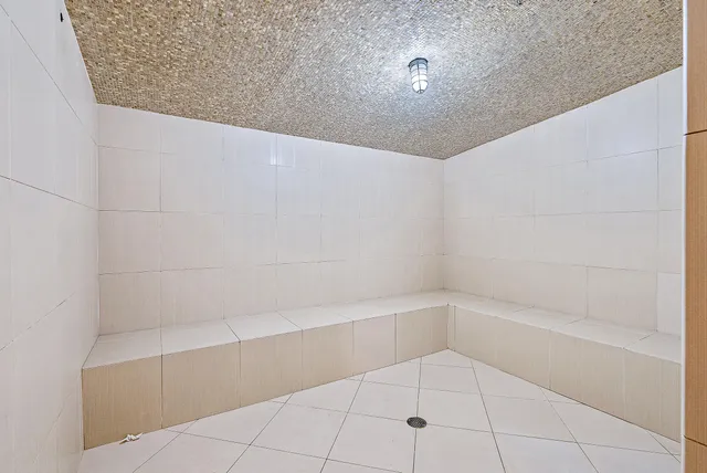 a bathroom with a bathtub