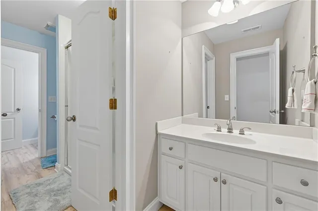 a bedroom with a bed and furniture