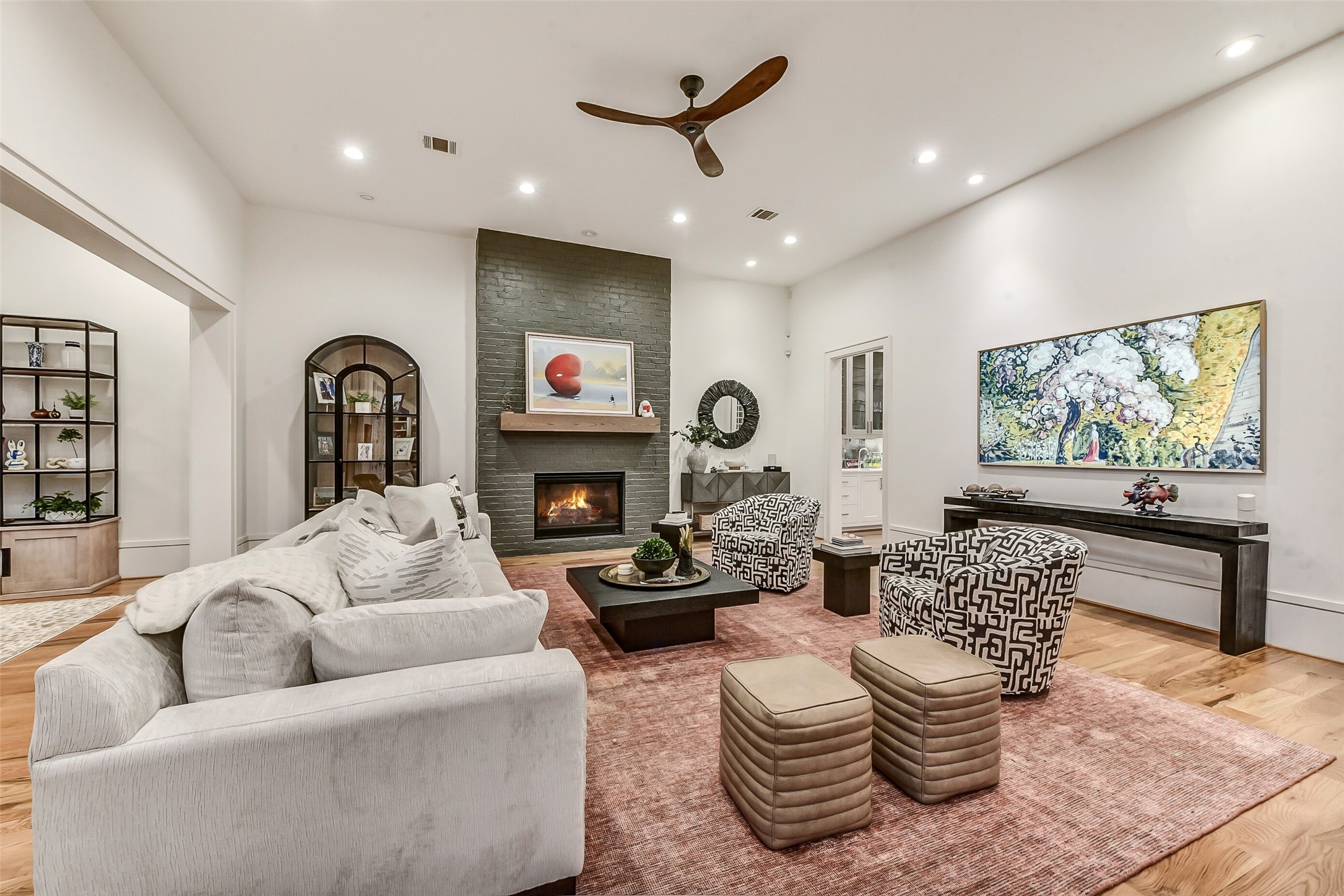 2205 Goldsmith Street Houston, TX 77030 - Photo 36 of 44 a living room with fireplace furniture and a flat screen tv