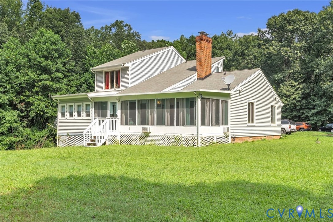 4037 Quinton Road Quinton, VA 23141 - Photo 3 of 39 Rear view of property with a chimney, a lawn, a su