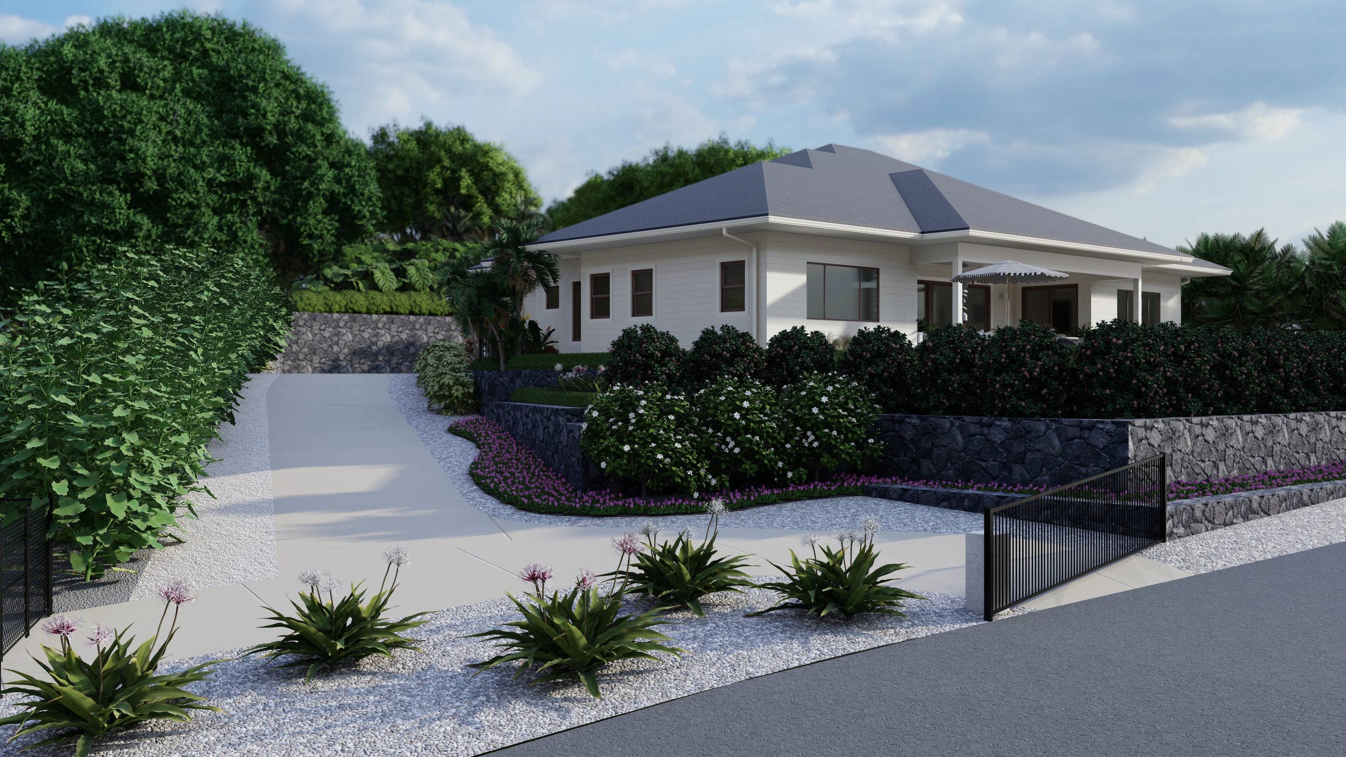 76-4328 Kekuanaoa Place Kailua-Kona, HI 96740 - Photo 20 of 27 a front view of a house with a yard and potted plants