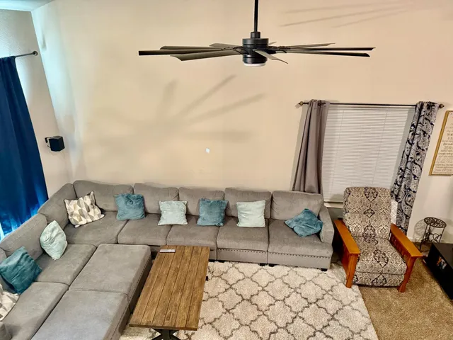 a living room with furniture