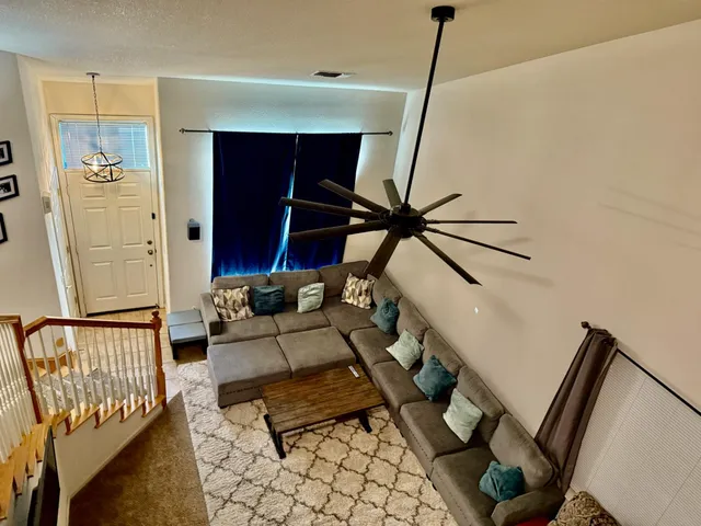 a living room with furniture