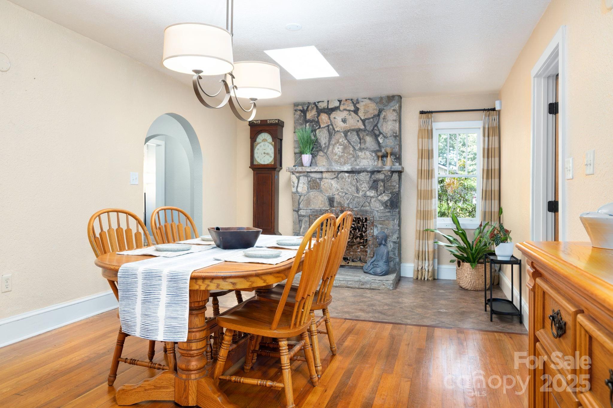 115 Oakland Road Asheville, NC 28801 - Photo 13 of 32 a dining room with furniture potted plants and wooden floor