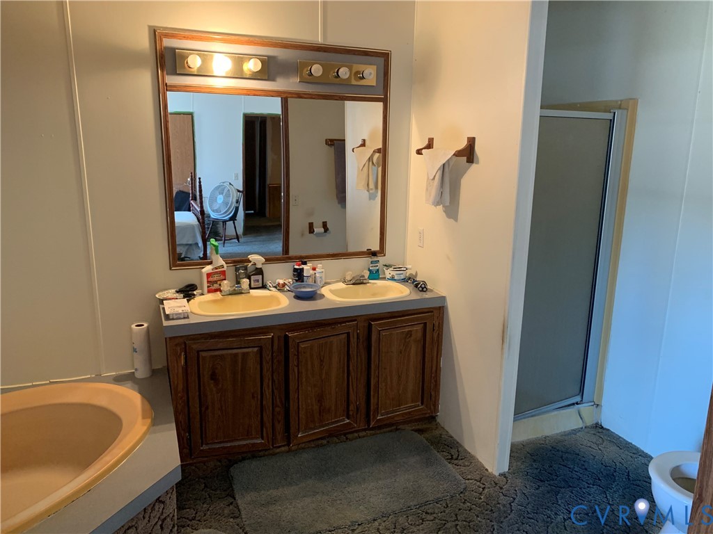 15532 Sandy Field Road Stony Creek, VA 23882 - Photo 15 of 20 a bathroom with a sink a mirror and a bathtub