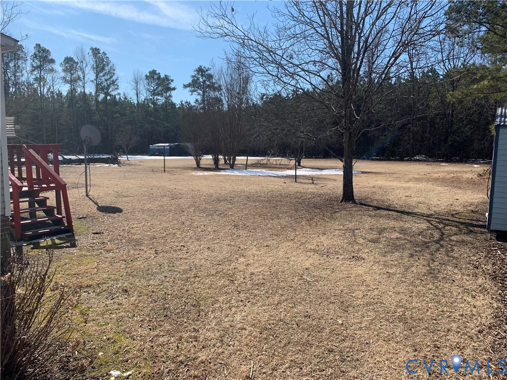 15532 Sandy Field Road Stony Creek, VA 23882 - Photo 6 of 20 a view of yard covered with snow in front of house