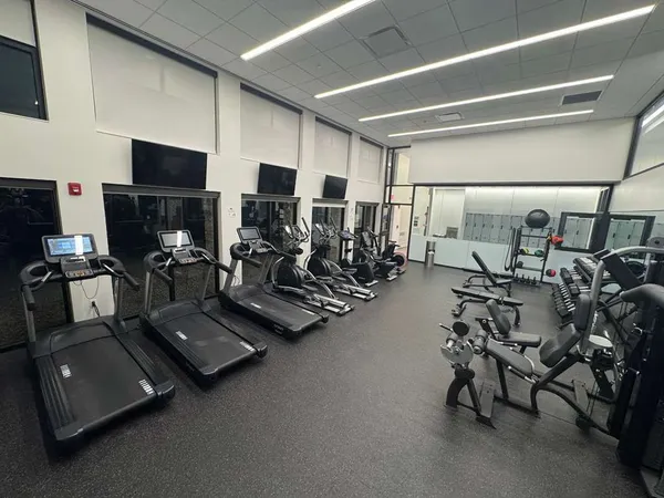 a view of a room with gym equipment