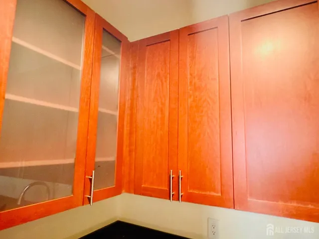 a view of small space with racks on the wall