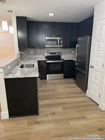 a view of a kitchen counter top space