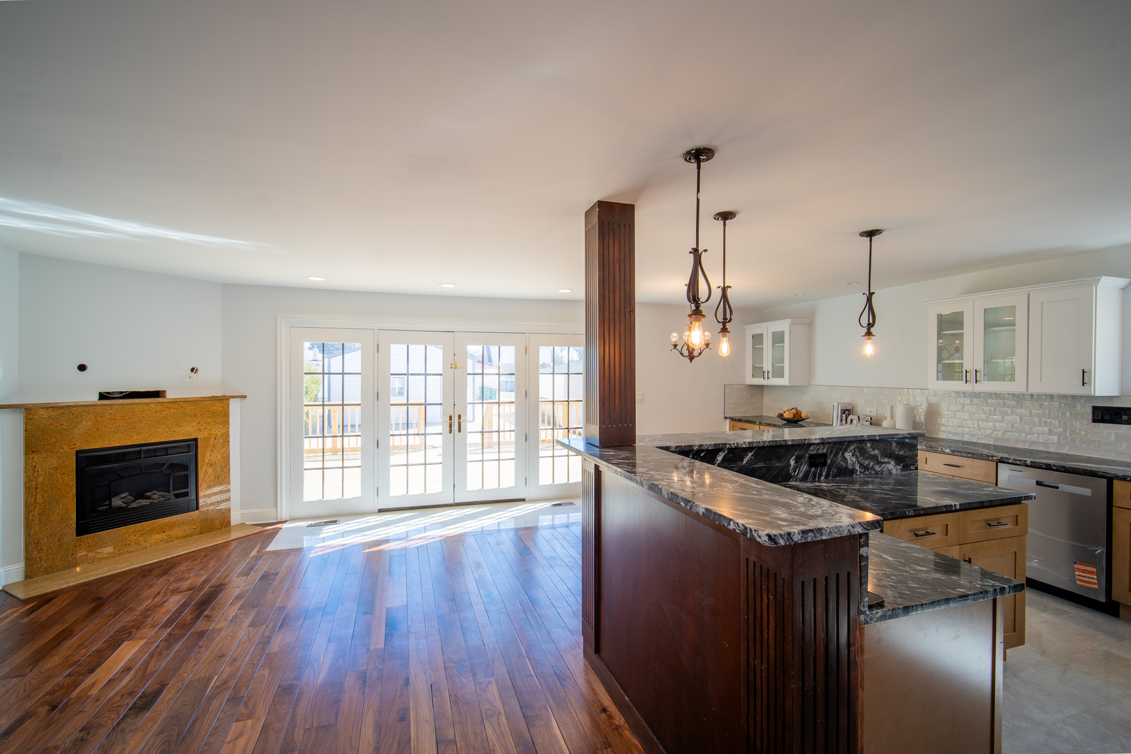 4137 Clinton Avenue Stickney, IL 60402 - Photo 10 of 41 a kitchen with granite countertop a stove a sink and a wooden floors