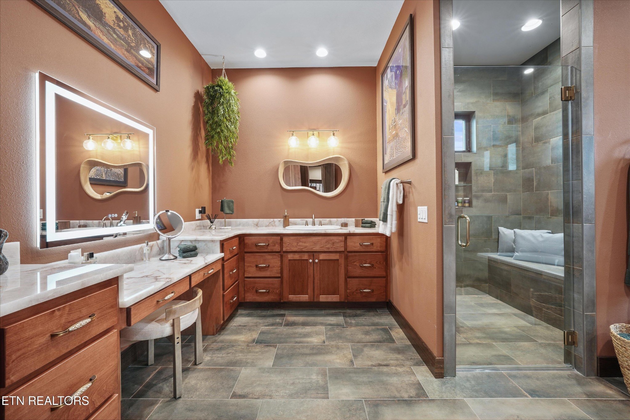 1150 Hillendale Road Crossville, TN 38572 - Photo 29 of 42 a spacious bathroom with a granite countertop sink mirror and a shower