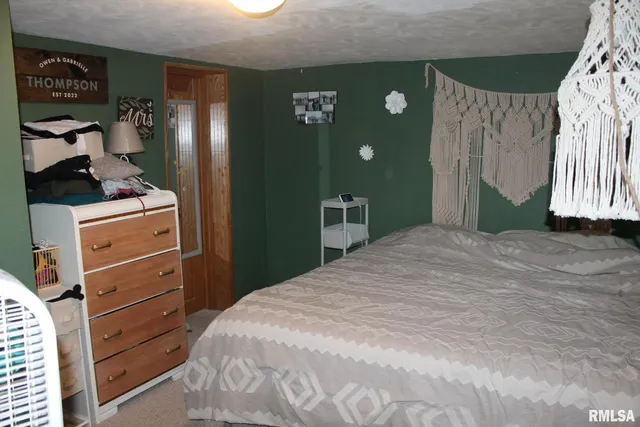 a bedroom with a bed and a dresser