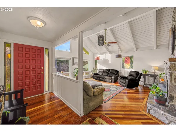 a living room with furniture