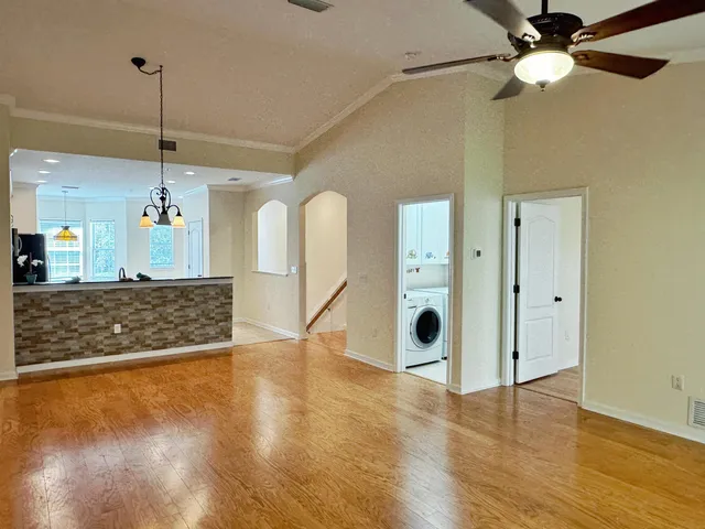 a view of entryway with a fan